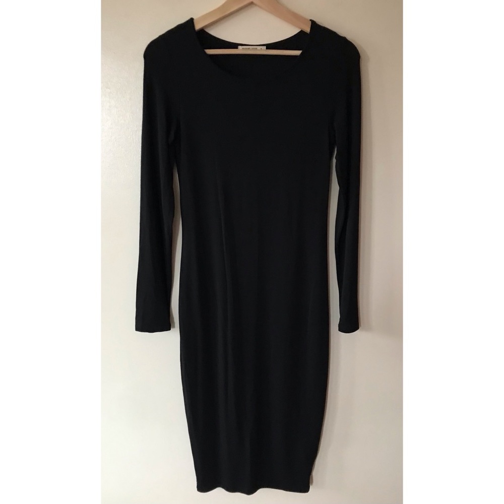 Marine Layer • S • Lexi Long Sleeve Midi Body Con Pencil Black Dress